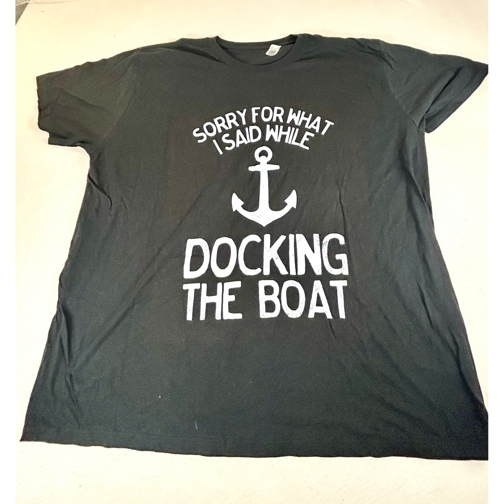 Gildan Graphic T-Shirt Men 3XL Black Nautical Boating Anchor Funny Shirt